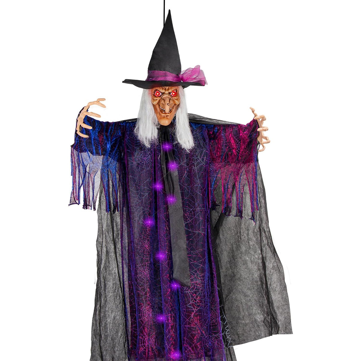 yosager front view of life-size witch showing full height and spooky posture