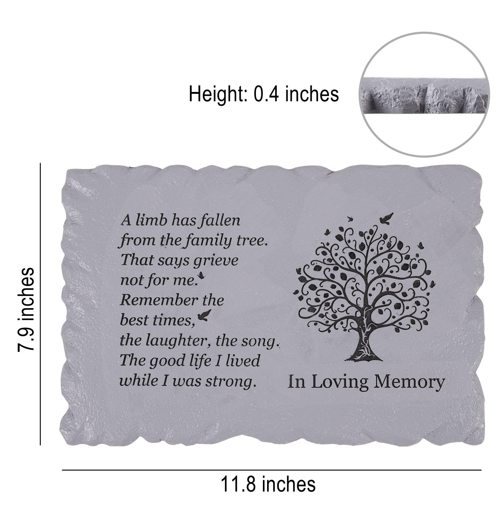 Youdear Memorials close-up of resin texture highlighting durable carved details and stone-like finish
