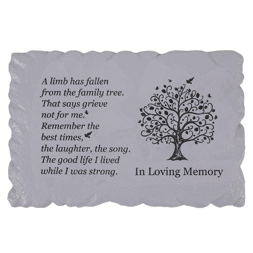 Youdear Memorials front view of grey Tree of Life stone showing detailed relief and calm tribute