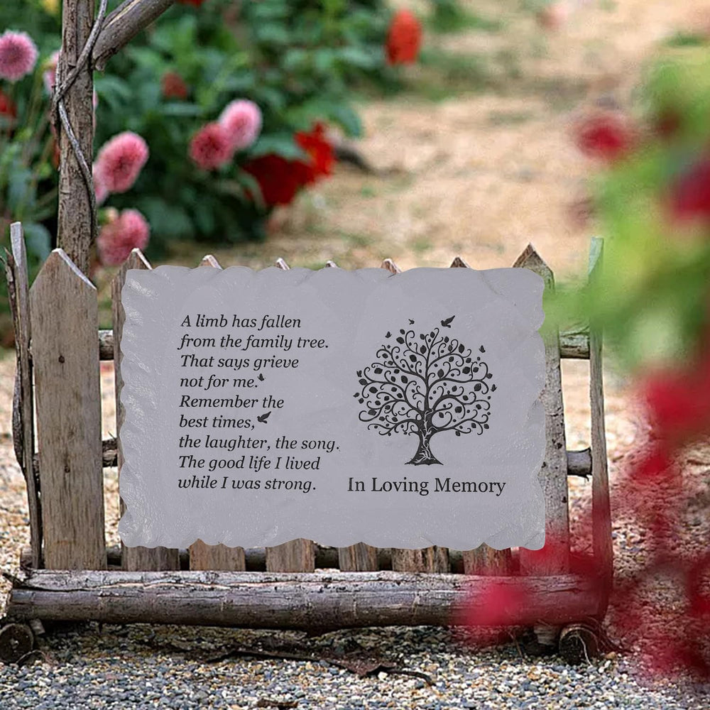 Youdear Memorials placed in garden bed demonstrating weather resistance and natural-looking remembrance