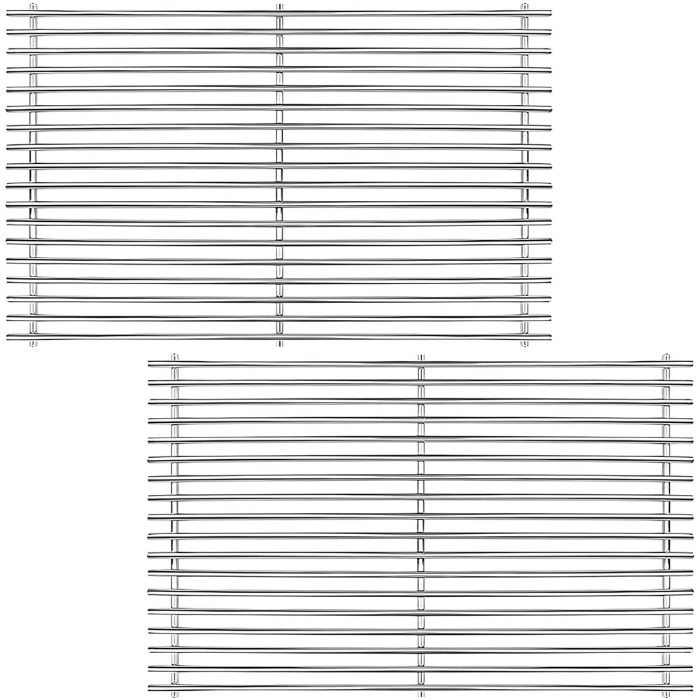 YOUFIRE front view of two stainless replacement grates showing precise fit and reliable performance