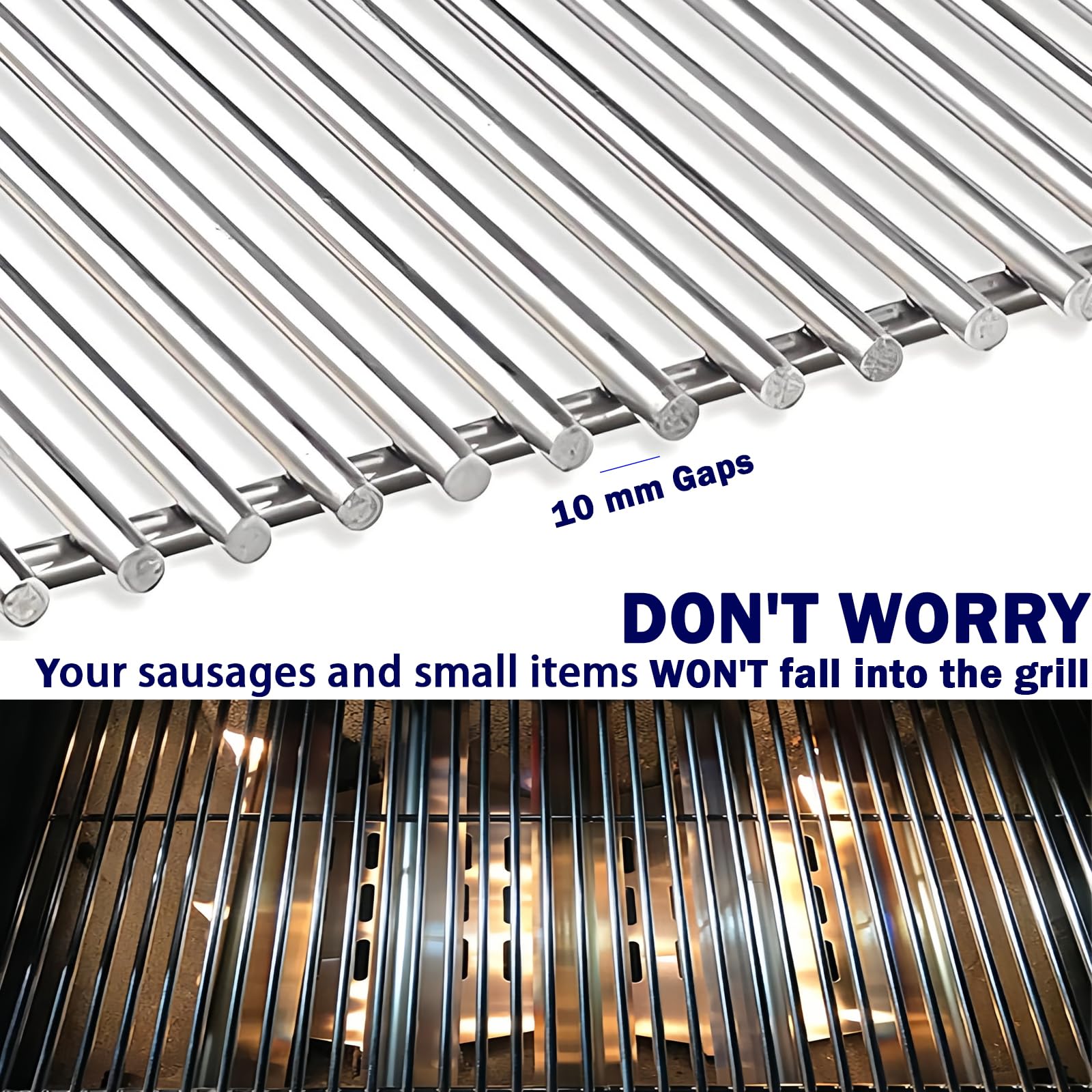 YOUFIRE grates beside a ruler showing 19.5 inch fit for accurate size confirmation