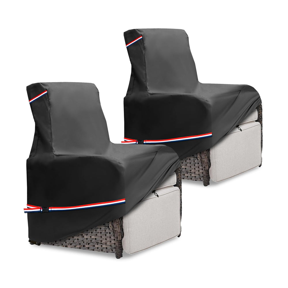 Youkaver front view of covered recliner protecting chair from rain and sun