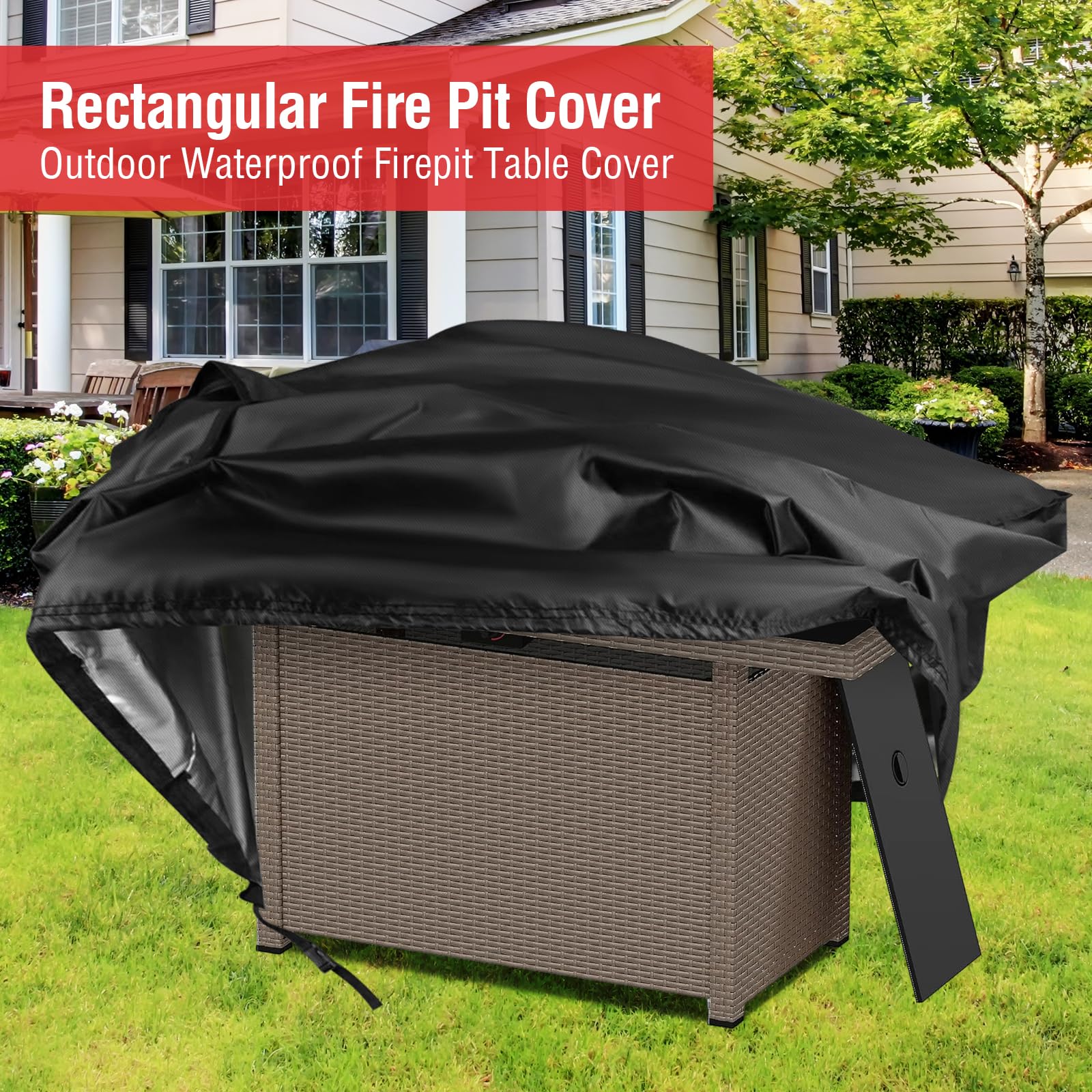 Youlvy drawstring and nylon locks securing cover against wind