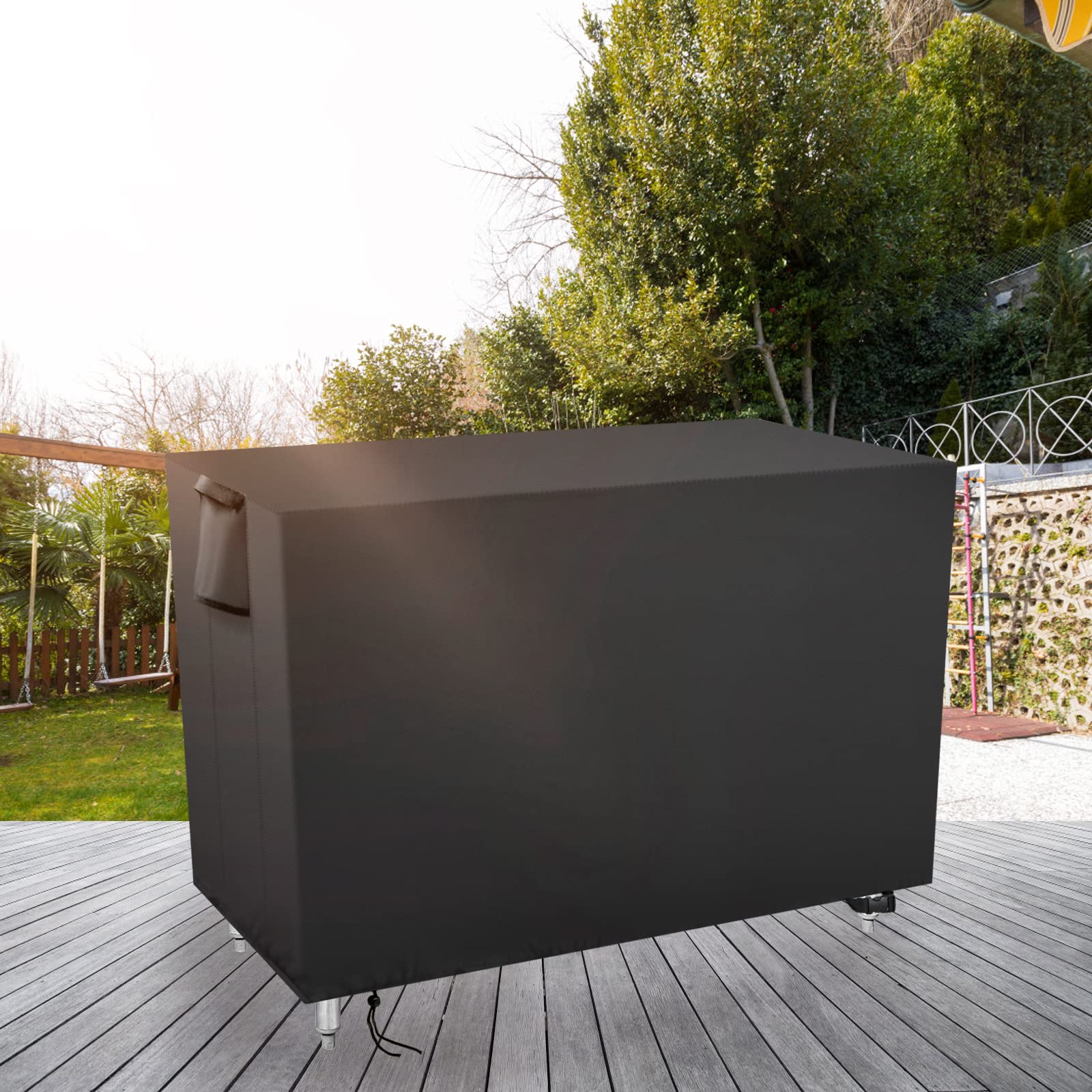 Youlvy cover in use on stainless-steel cart outdoors, protects from rain