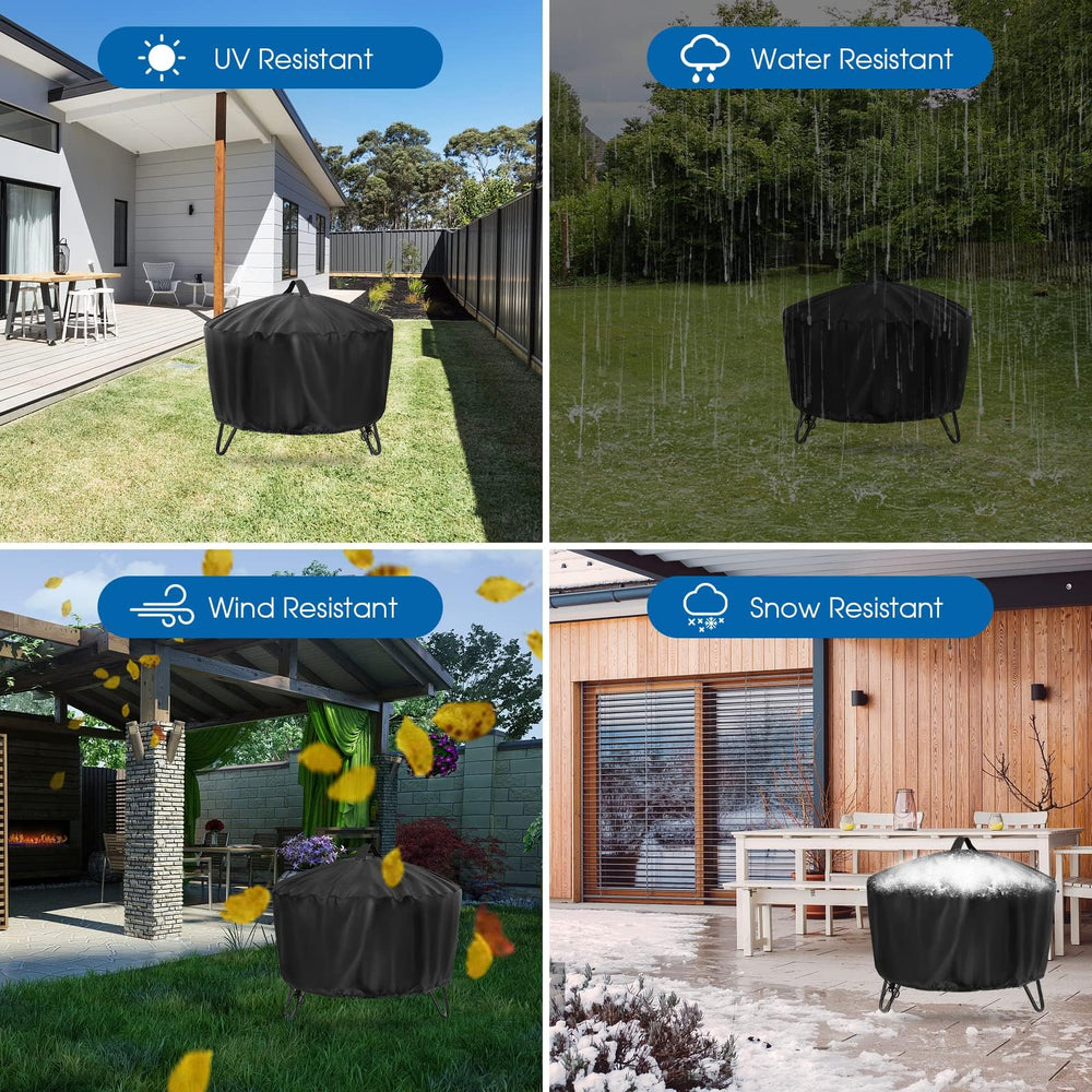 Youlvy cover on a patio fire pit demonstrating all-weather protection