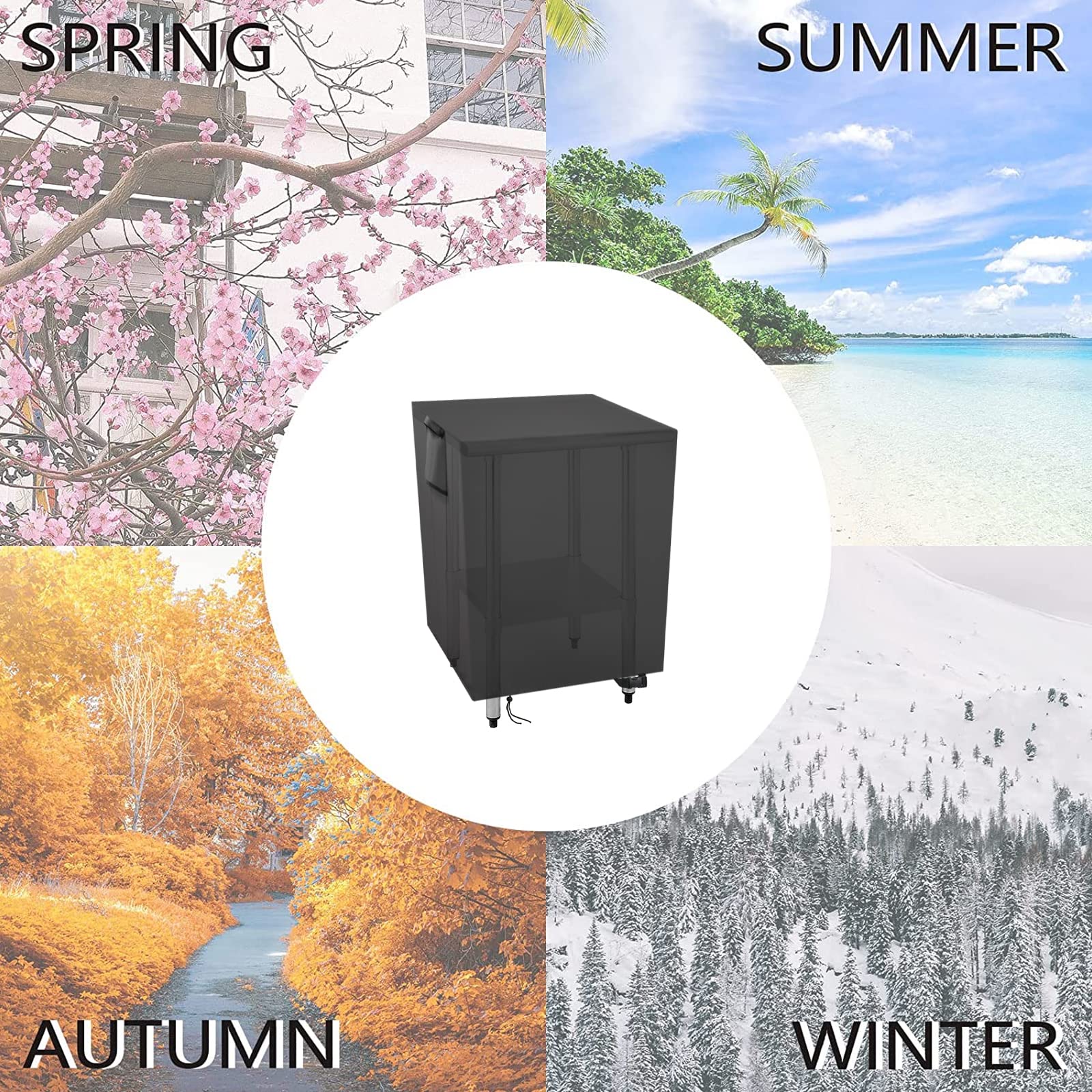 Youlvy cover fitted on stainless steel grill cart, keeps cart clean and dry