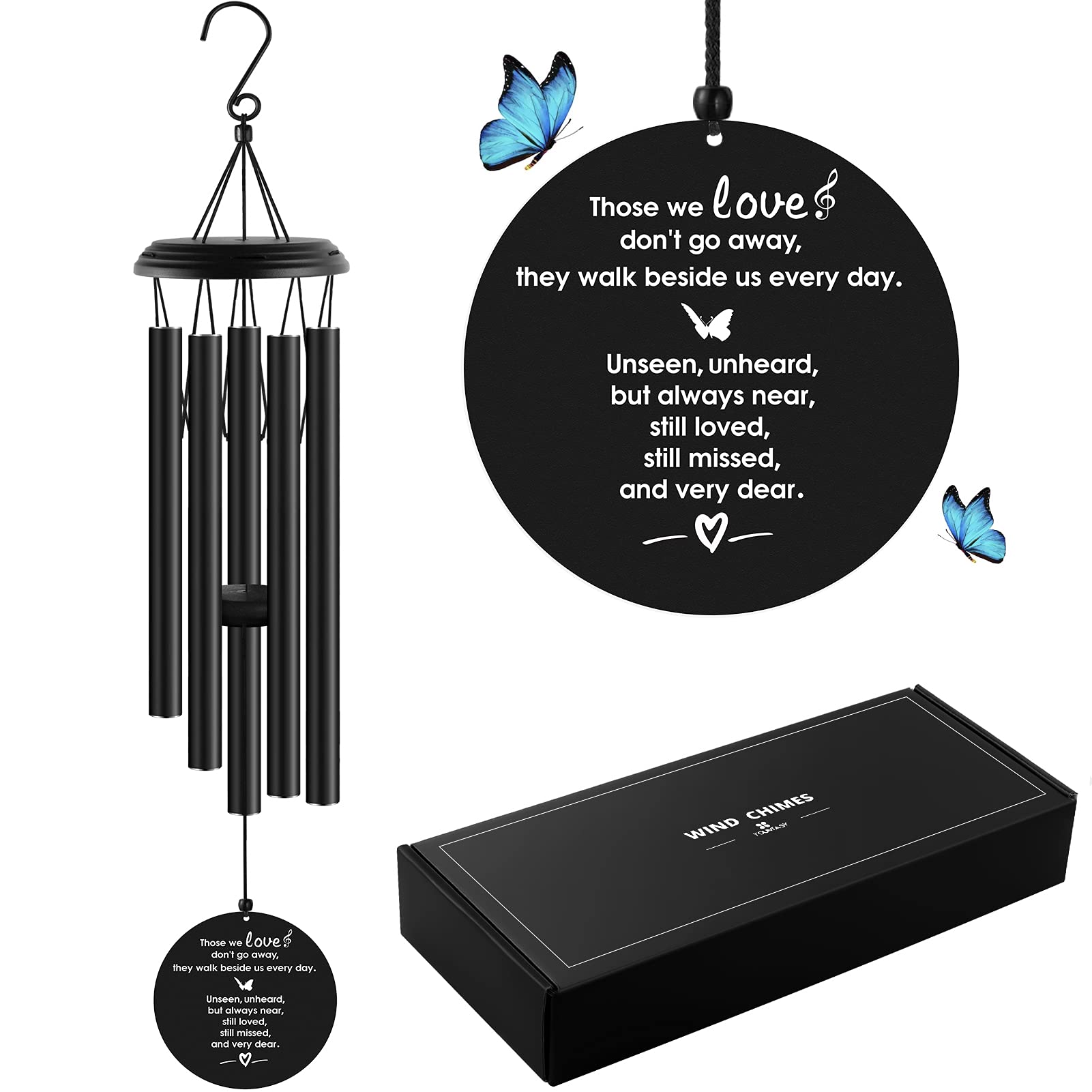 YOUNTASY memorial wind chimes front packaging showing ready-to-gift box and branding, comforting keepsake