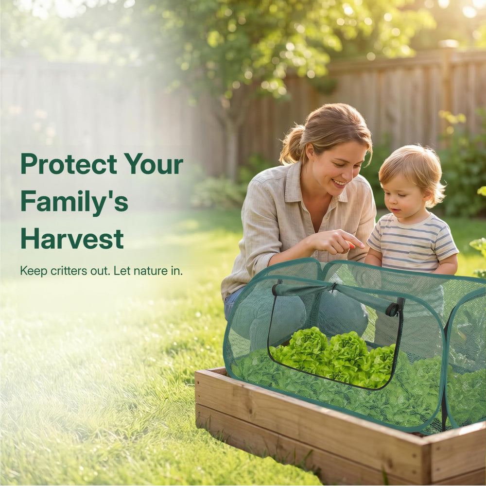 yourheey lifestyle shot of gardener harvesting lettuce showing protection and easy access
