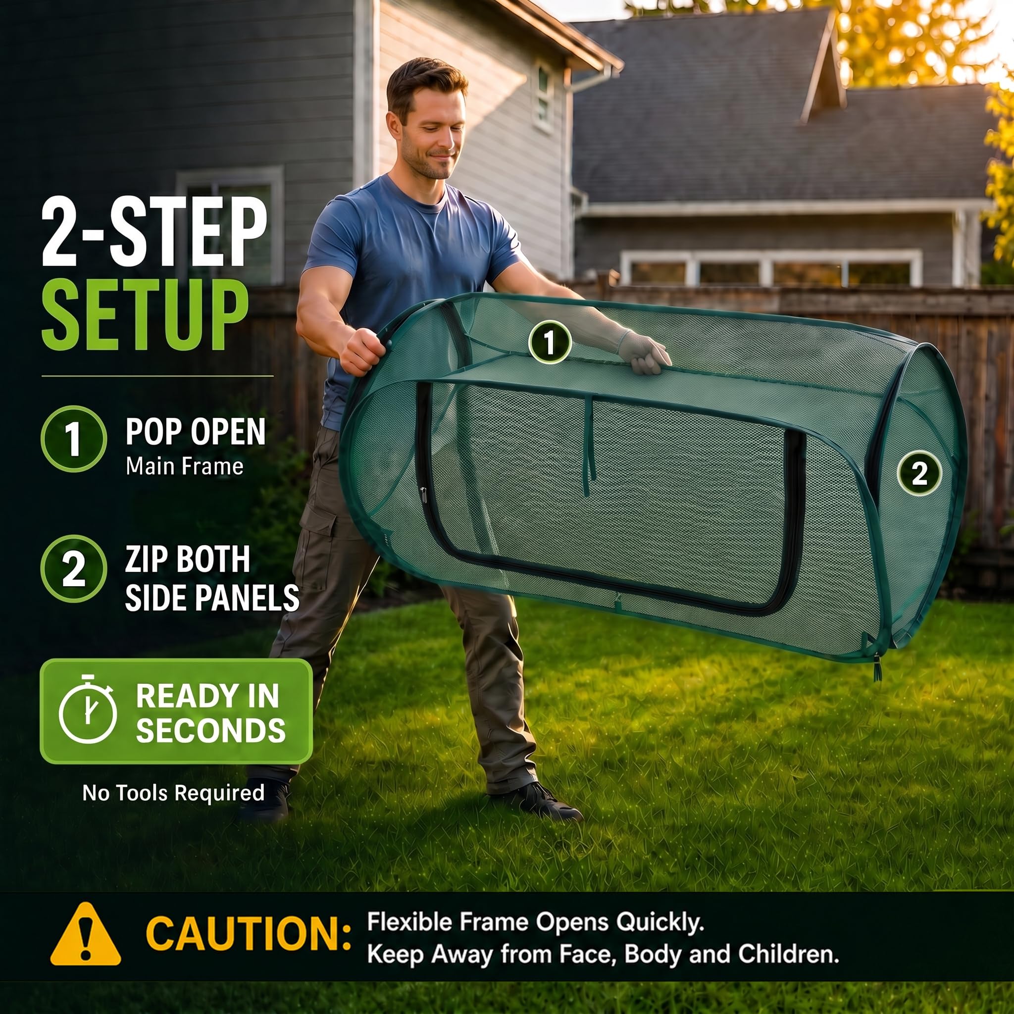 yourheey open zippered door in use for easy watering and quick access to plants