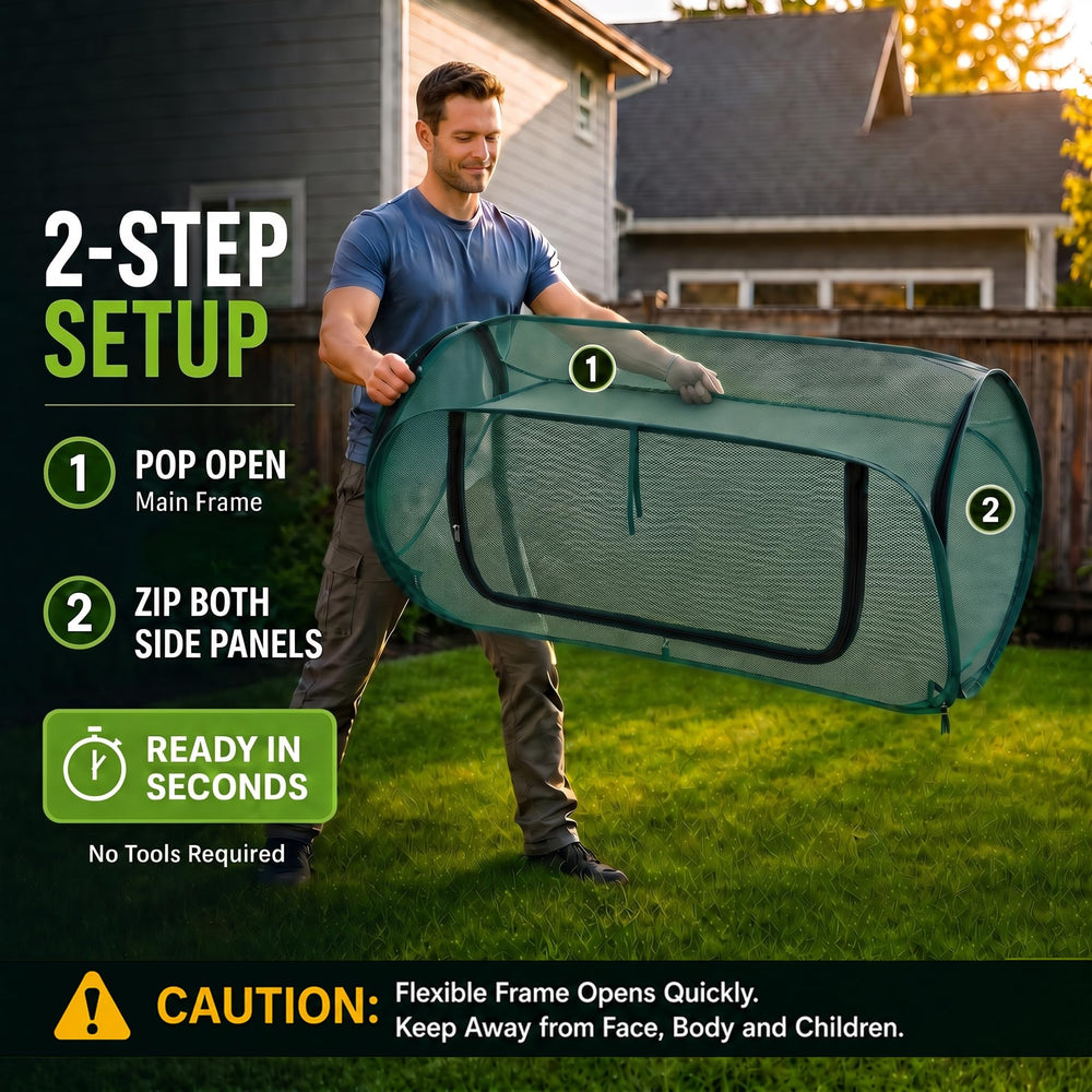 yourheey open zippered door in use for easy watering and quick access to plants
