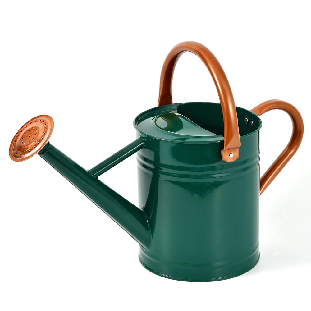 yourjoy front view watering can showing durable painted metal finish and capacity benefit