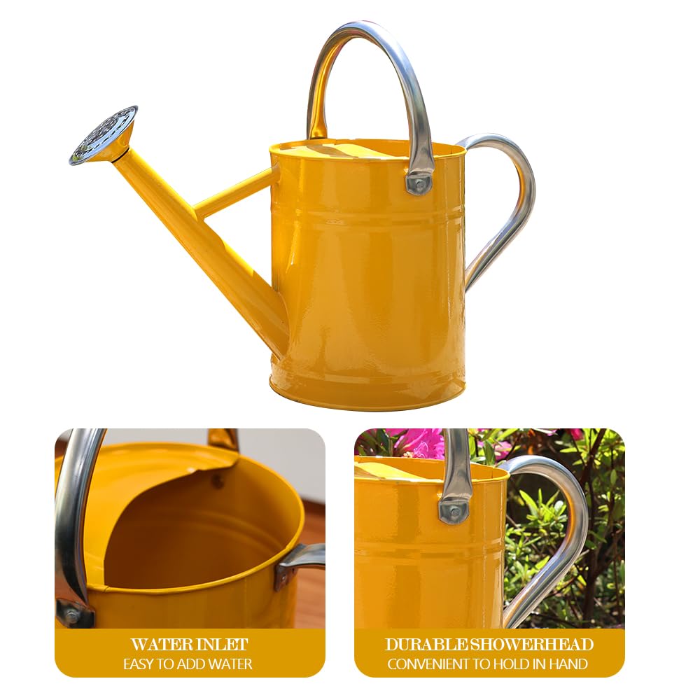 yourjoy watering can in use on patio watering potted plants with gentle shower benefit