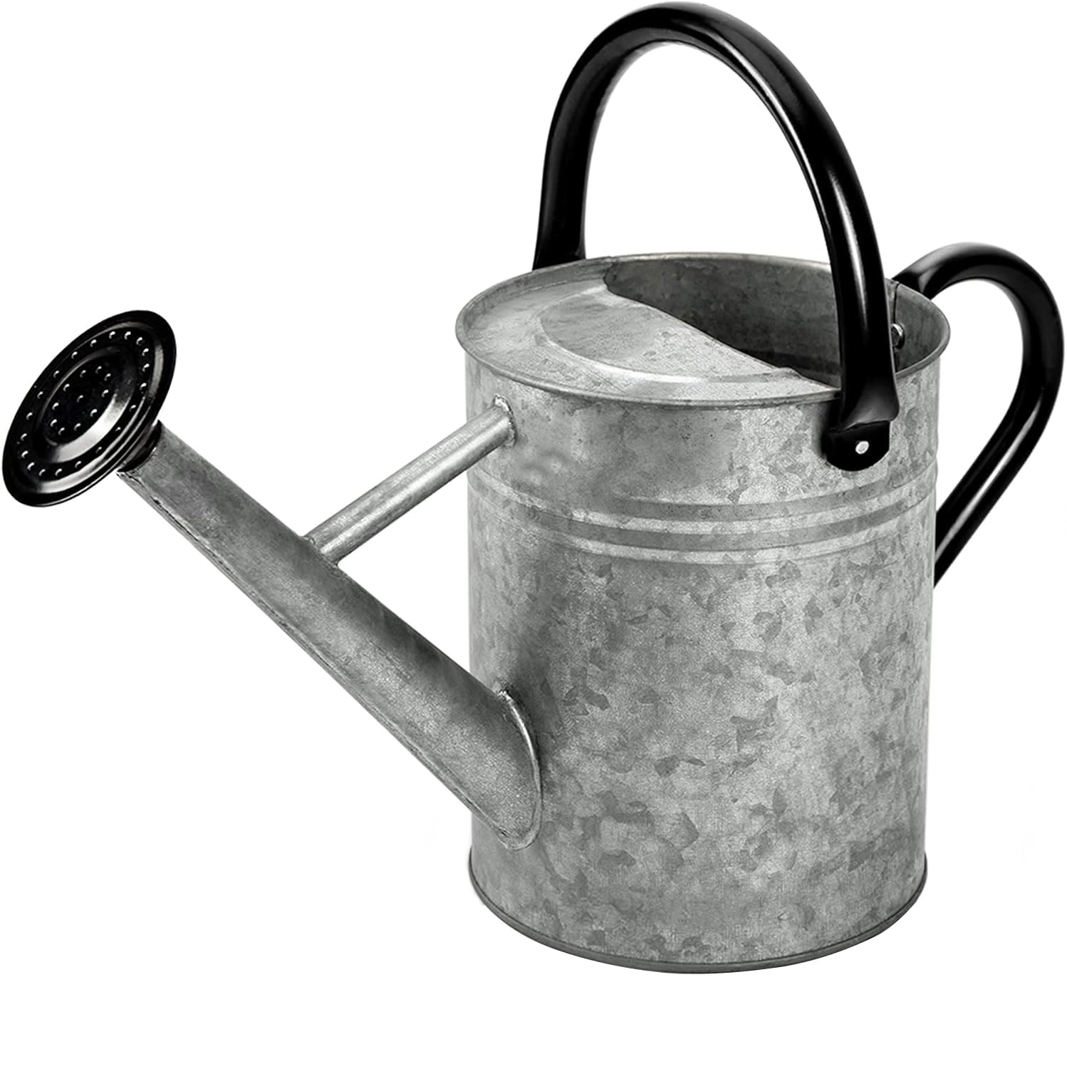 yourjoy metal watering can front view showing durable silver finish and classic shape