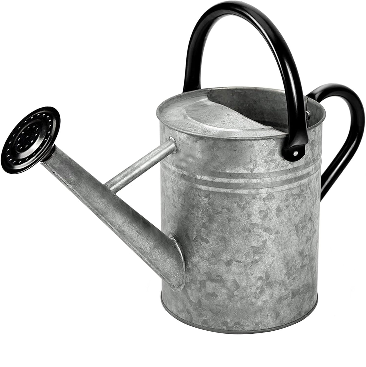 yourjoy metal watering can front view showing durable silver finish and classic shape