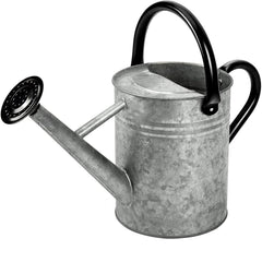 yourjoy metal watering can front view showing durable silver finish and classic shape