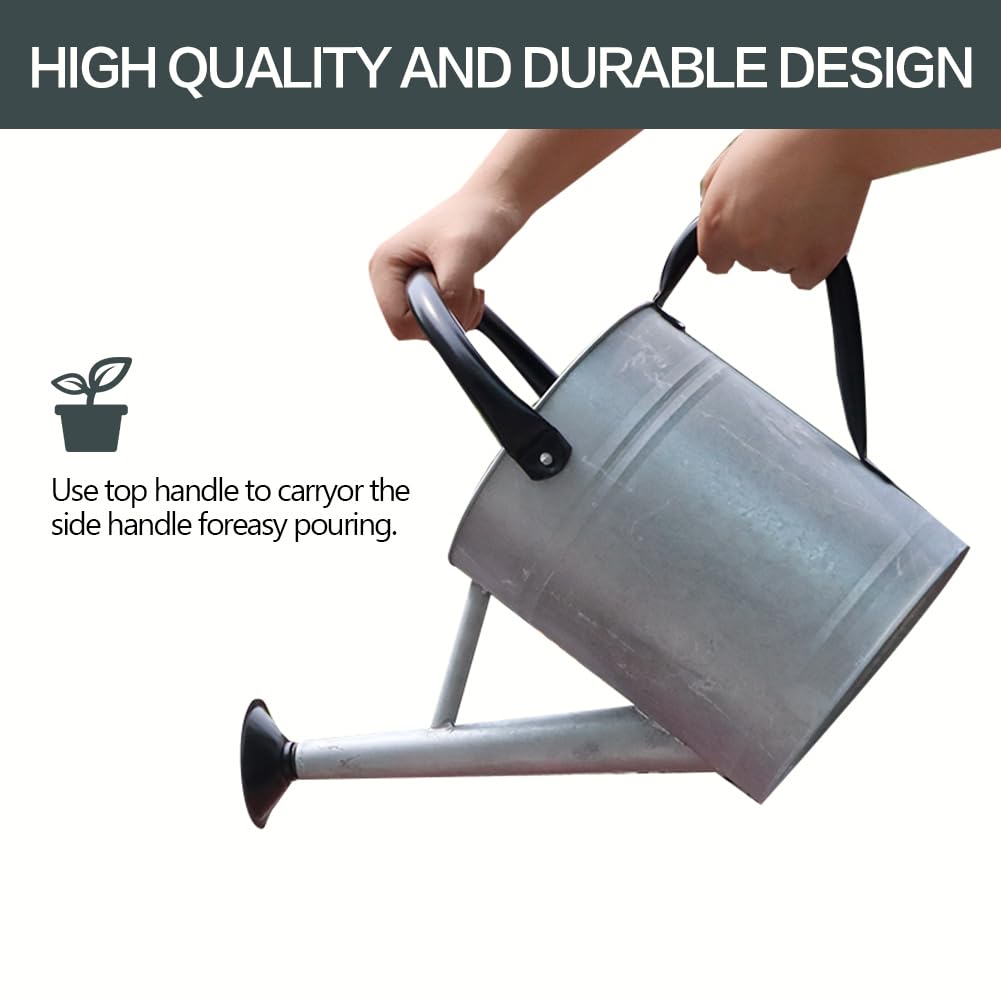 yourjoy metal watering can beside potted plant demonstrating practical garden use
