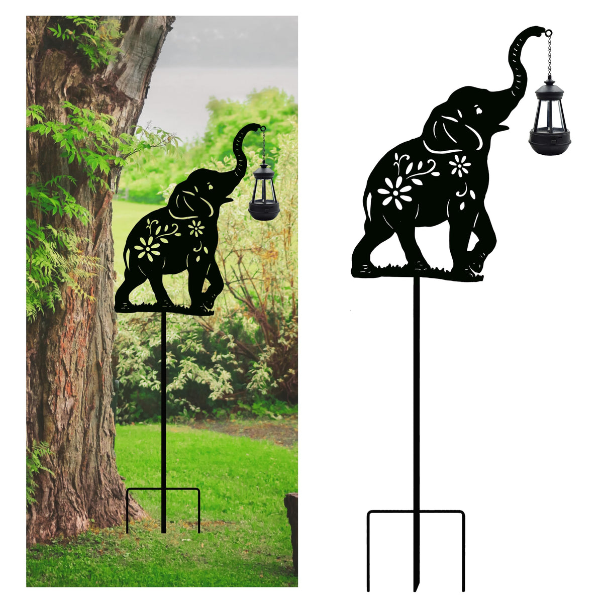 Yourongmao elephant stake front view showing elegant silhouette and garden charm
