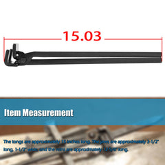 Yoursme tongs holding a railroad spike in a forge illustrating safe hot-work handling