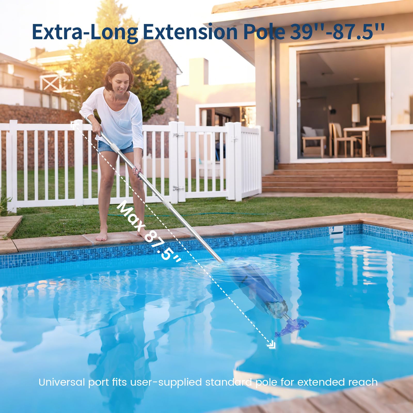 Yousky Vako H10 extended telescopic pole showing reach and ergonomic handling