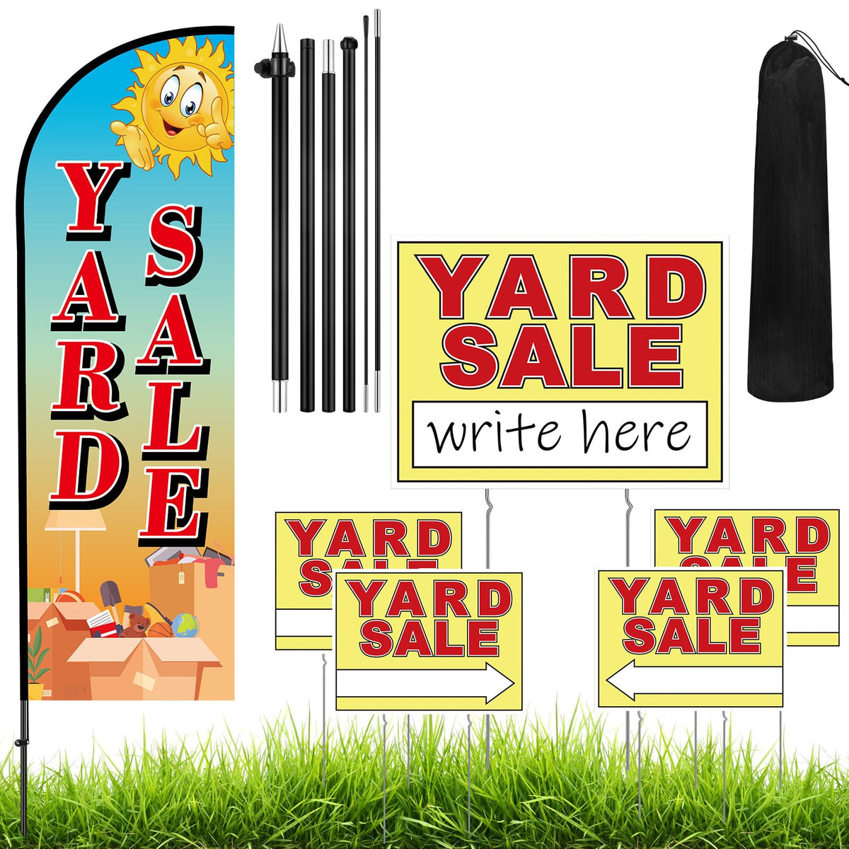 Yousoontic 7 ft feather flag front view showing high-visibility roadside benefit