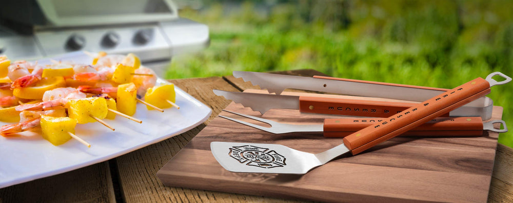 YouTheFan tongs close-up handle with brass rivets for secure grip and lasting durability