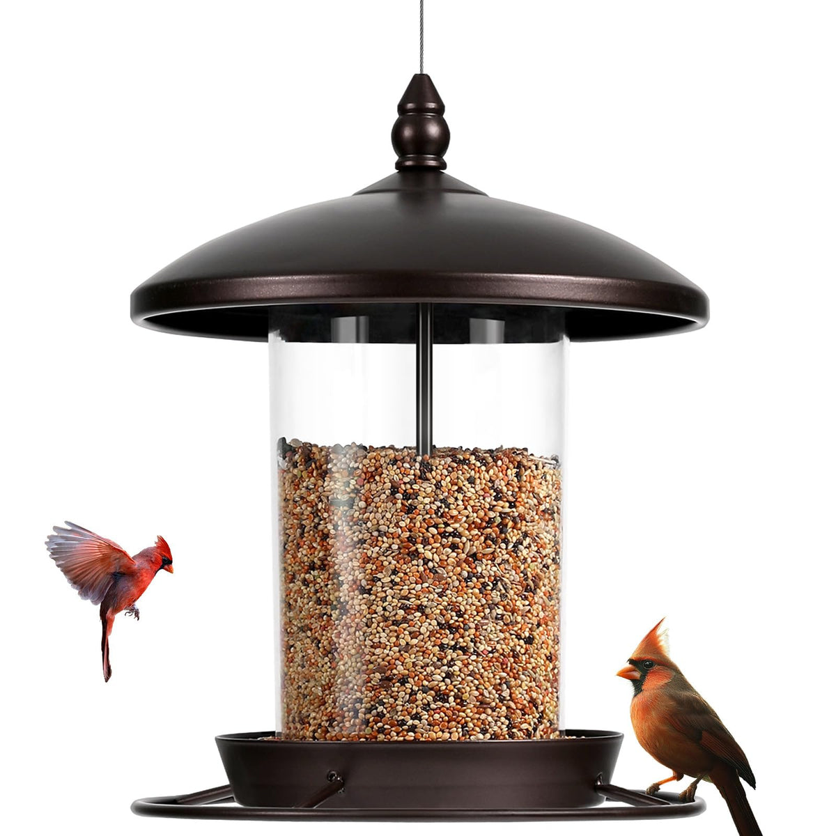Youvip metal bird feeder front view showing sturdy weatherproof design and garden appeal