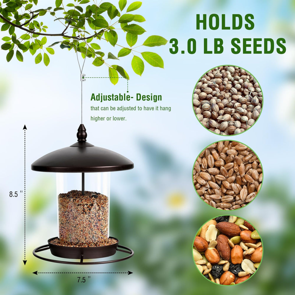 Youvip metal bird feeder perch 360 view illustrating multiple birds feeding at once