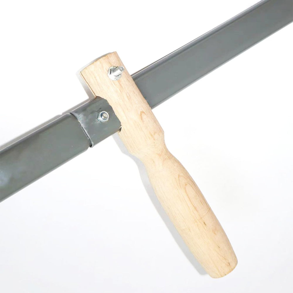 YOUWEIAN scythe beside ruler to show 23.2-inch blade length and scale advantage