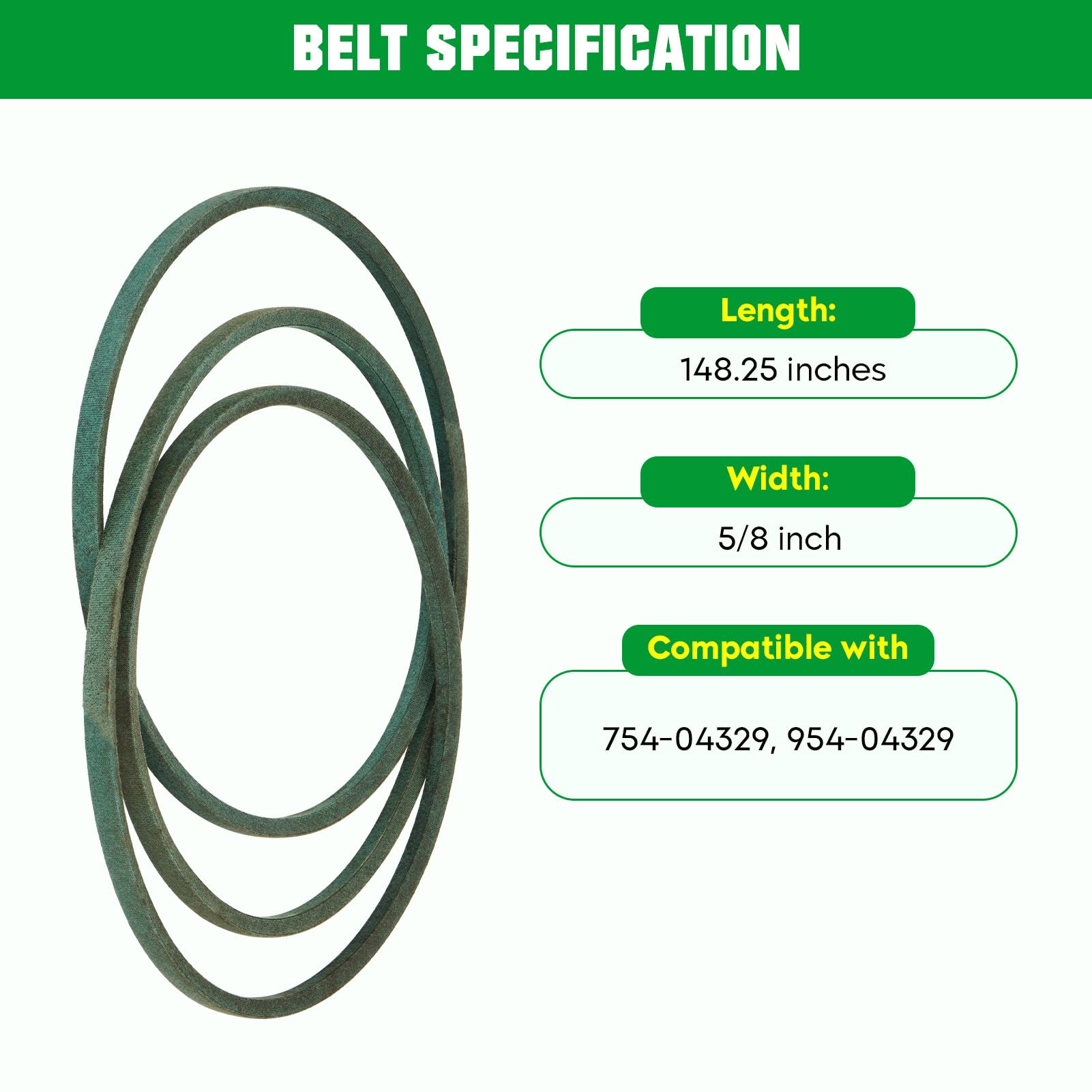 Youxmoto deck belt laid flat showing length and durable profile benefit