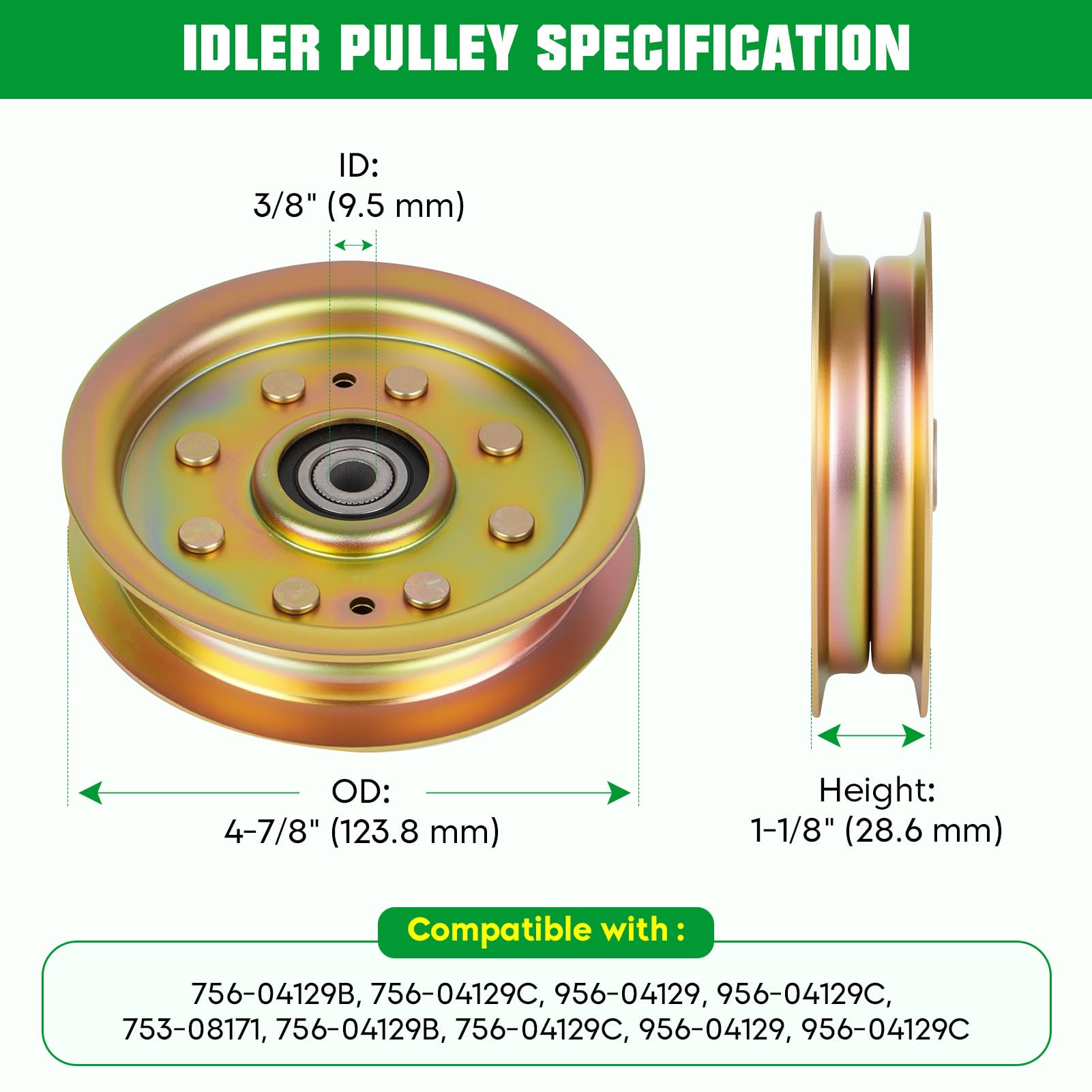 Youxmoto idler pulley detail highlighting bearing for quieter operation