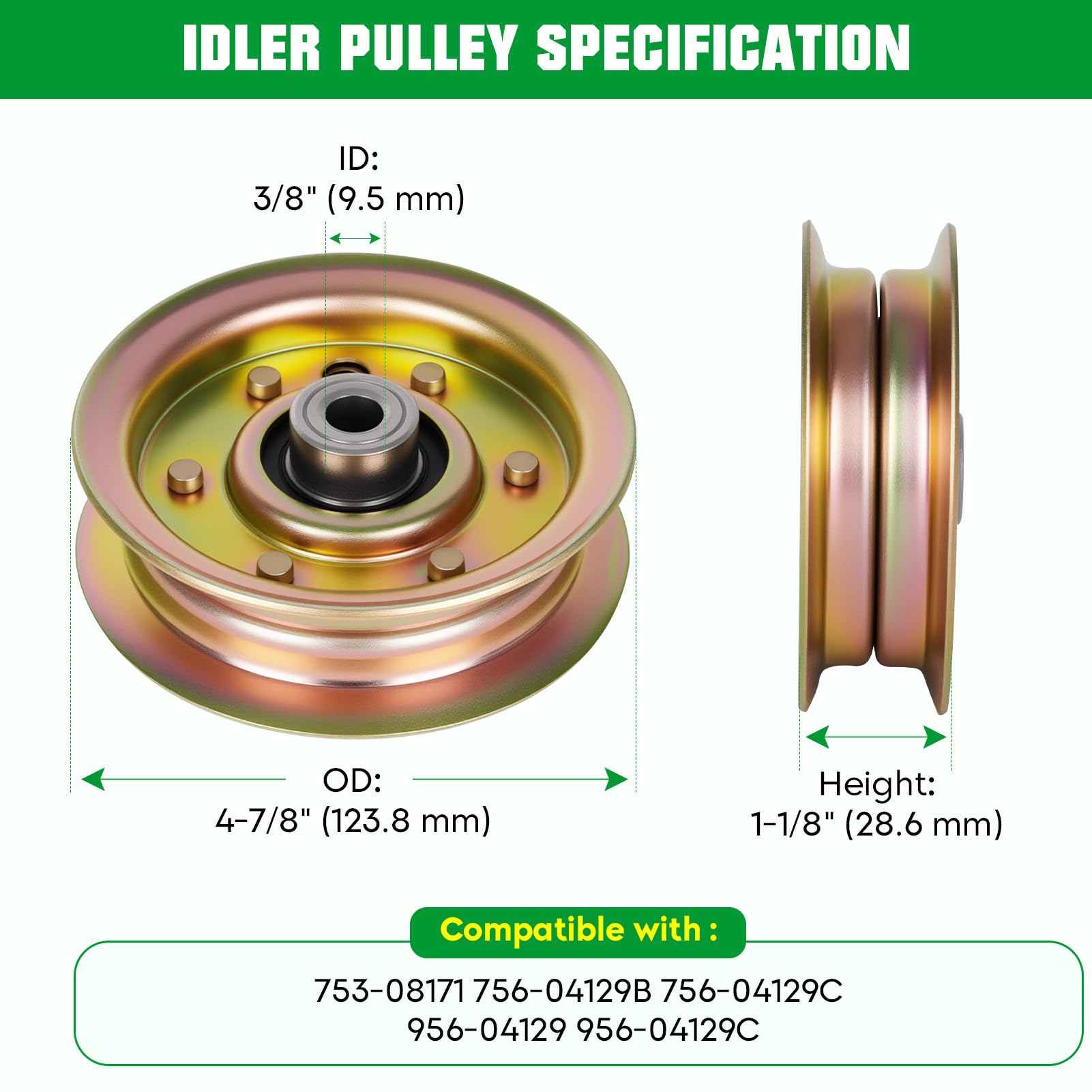 youxmoto idler pulley side view showing smooth bearing for consistent tension