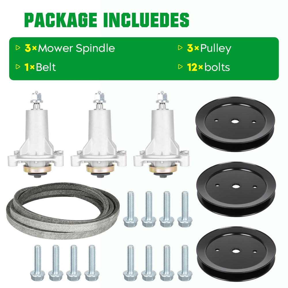 Youxmoto kit components arranged to display spindles pulleys and belt for complete rebuild