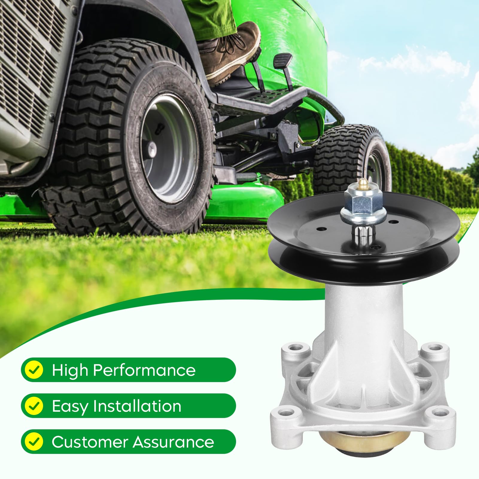 Youxmoto installed on mower in yard showing improved cut and lawn appearance