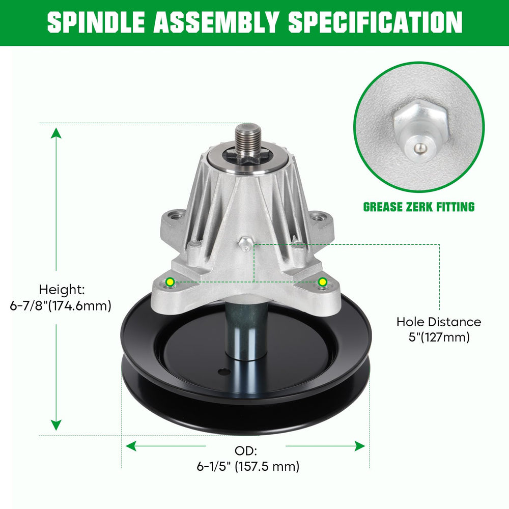 Youxmoto spindle close-up showing pulley and shaft for reliable blade rotation
