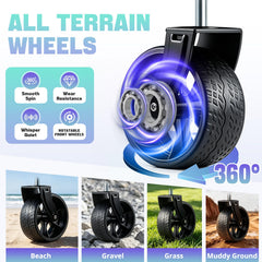 YOVOBUSS wide all-terrain wheel close-up providing smooth traction