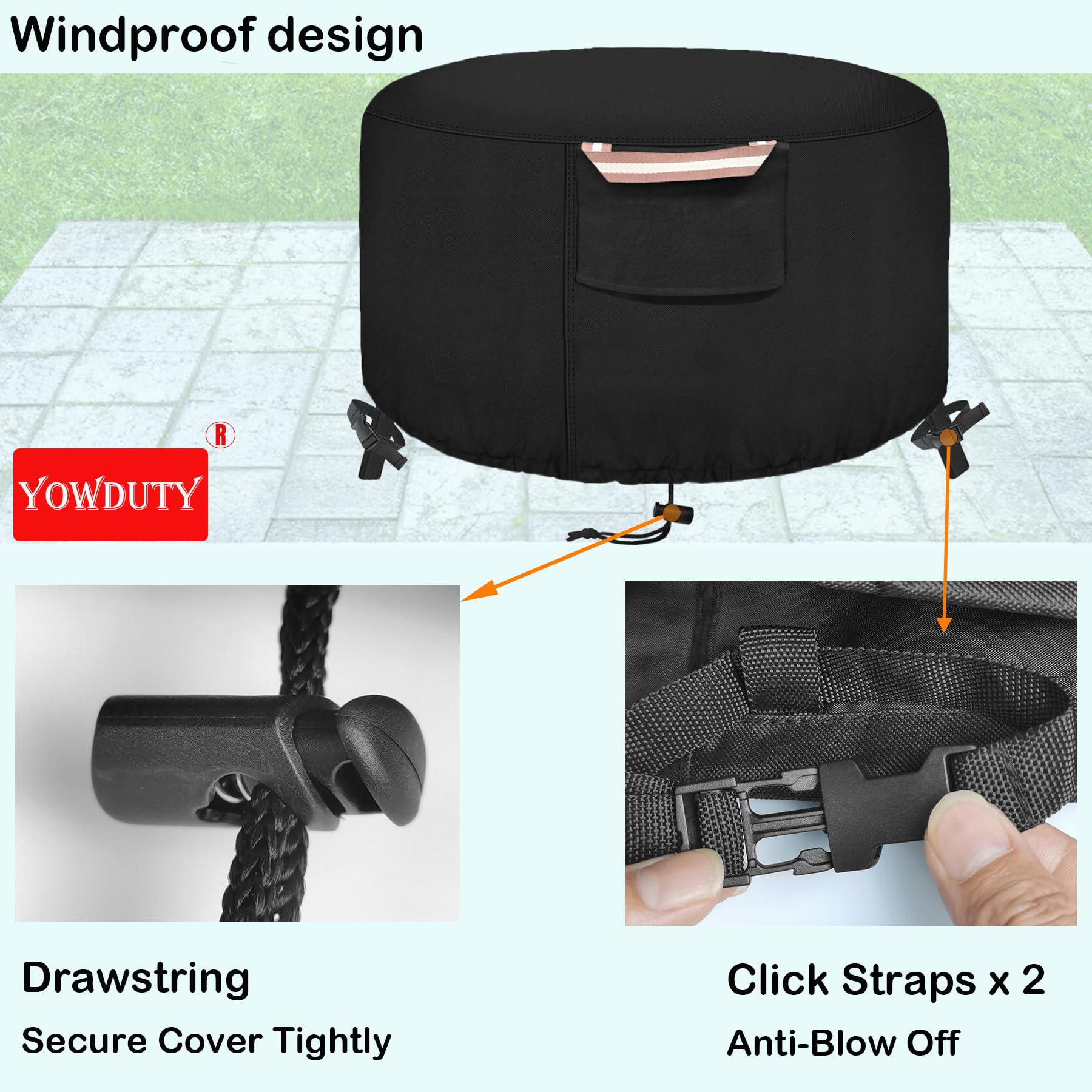 YOWDUTY handles and buckles close-up for secure windproof fastening