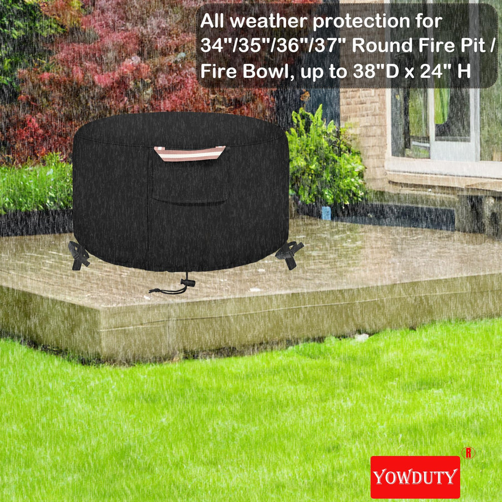 YOWDUTY cover beside tape measure illustrating 38 inch diameter fit