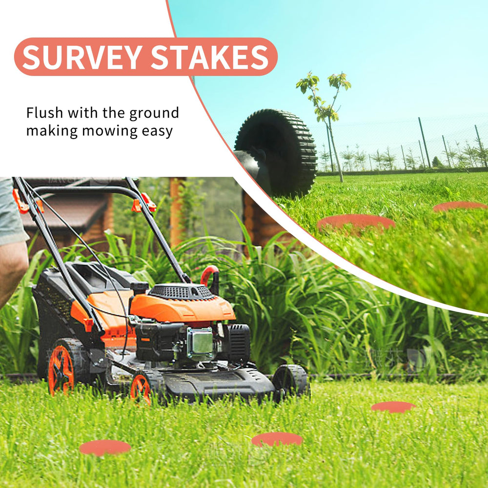 Yowiiha stakes beside ruler showing 10-inch length for low-profile boundary marking