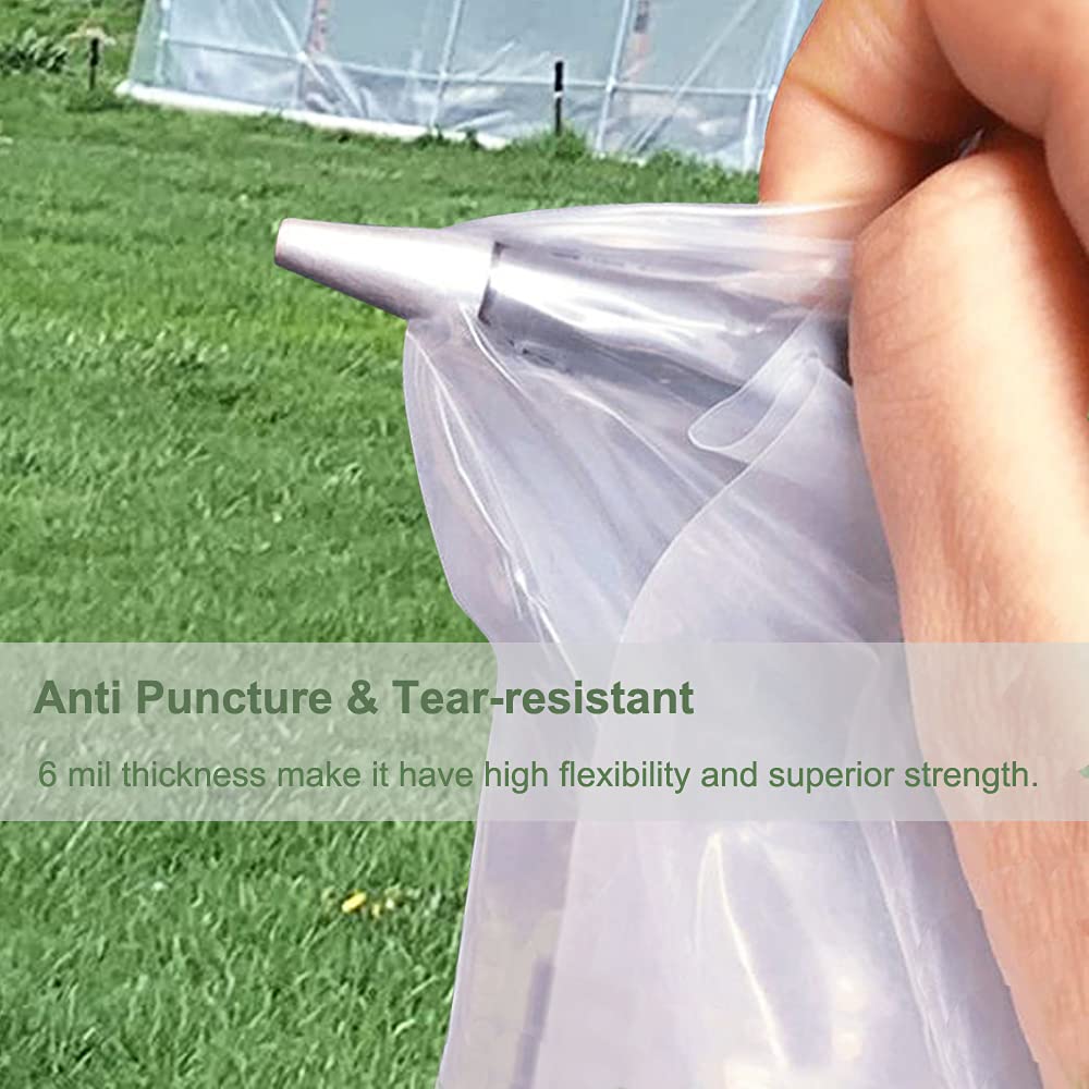 Yowlieu installed on hoop house in garden, keeps plants sheltered
