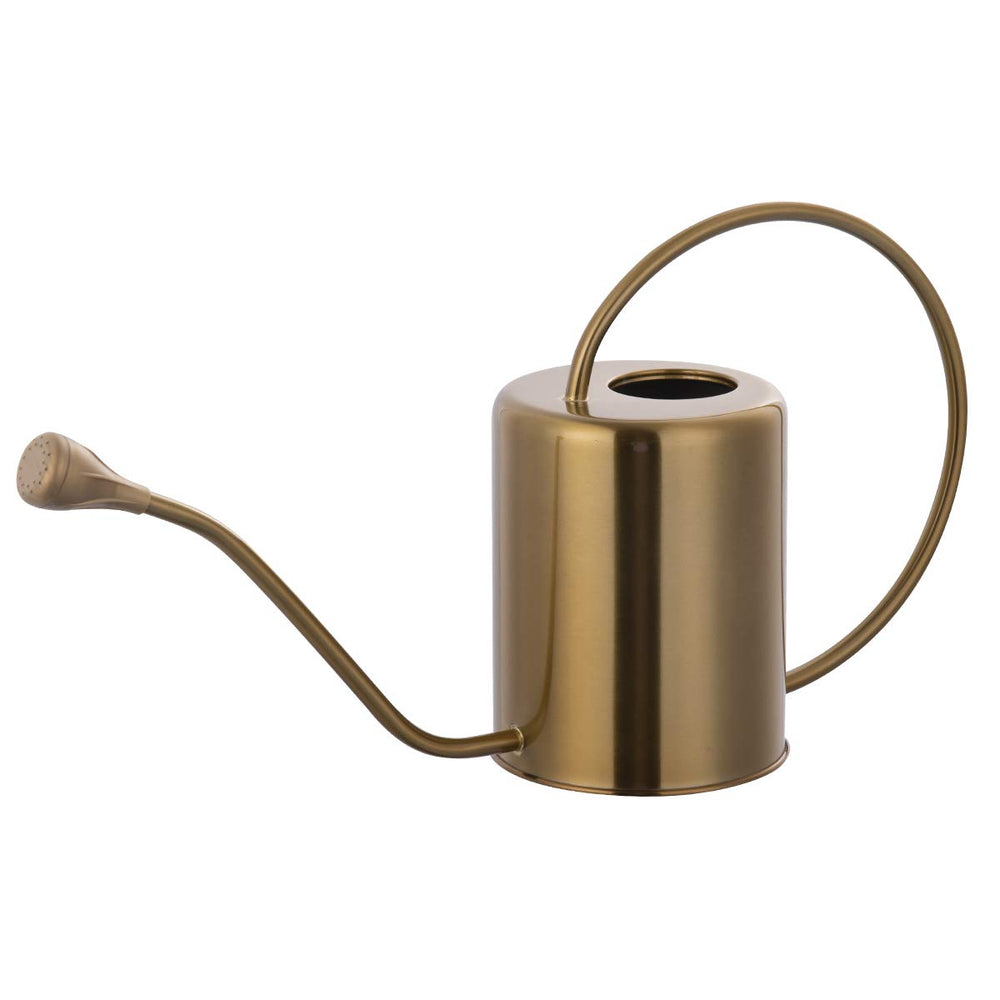 Yowon gold watering can front view showing elegant stainless finish and sturdy shape