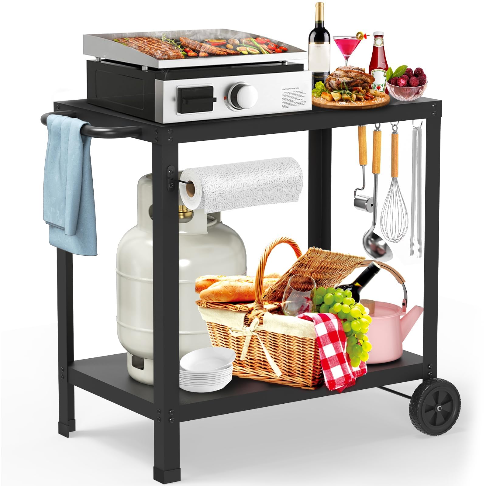 Yozoia front overview with griddle showing sturdy support and stable cooking surface