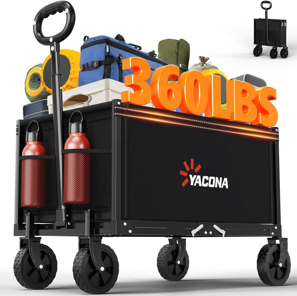 Yozoia front view of open wagon shows sturdy frame and large cargo area benefit portability