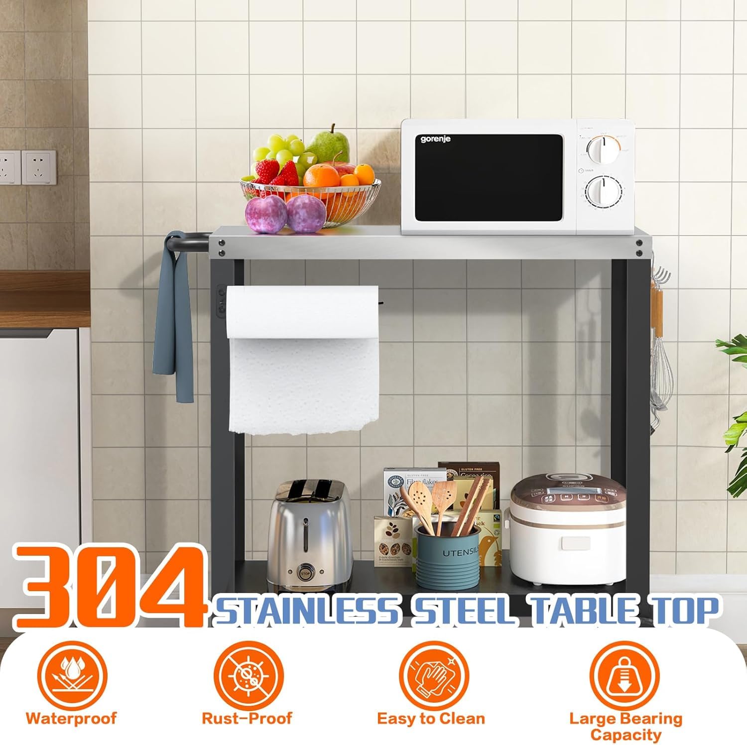 Yozoia lower shelf storing propane tank and pans for tidy outdoor setup