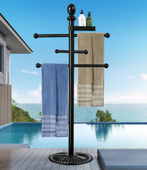 Yozoluck front view of six-bar towel rack showing organized towels and durability