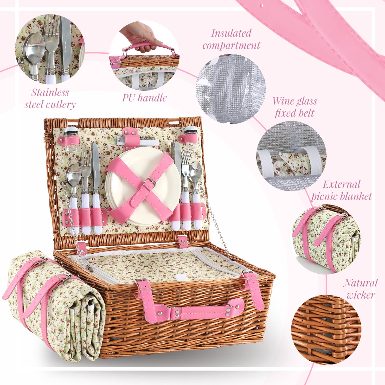 YPshuye tableware arranged inside basket demonstrating organized storage for four