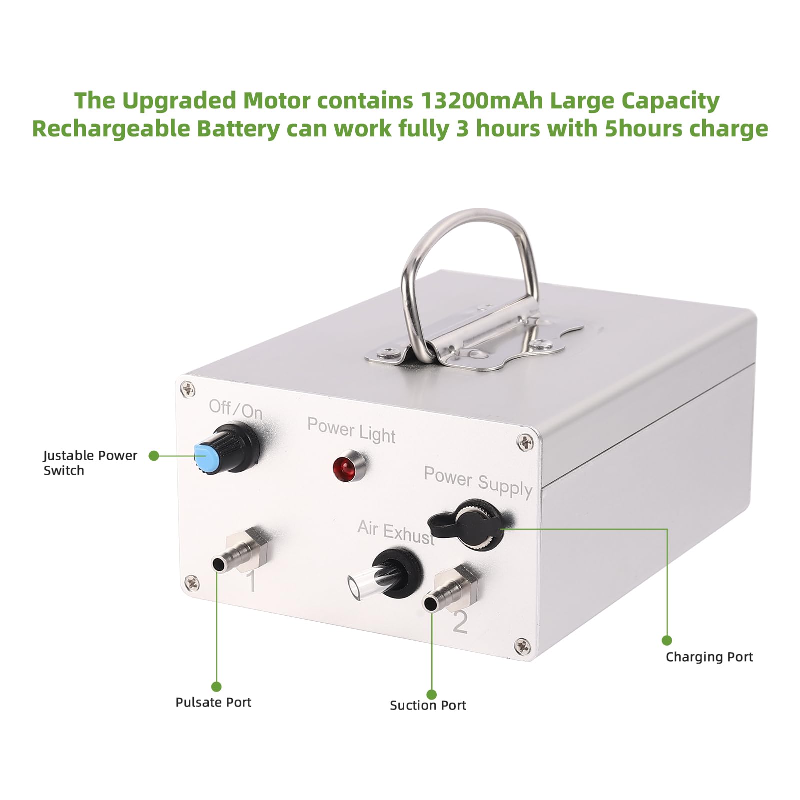 YPSLZY battery and control panel image displaying 13200mAh power and adjustable knob