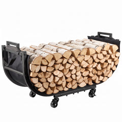 YQBRAO front view of 32-inch rack showing organized logs and easy access