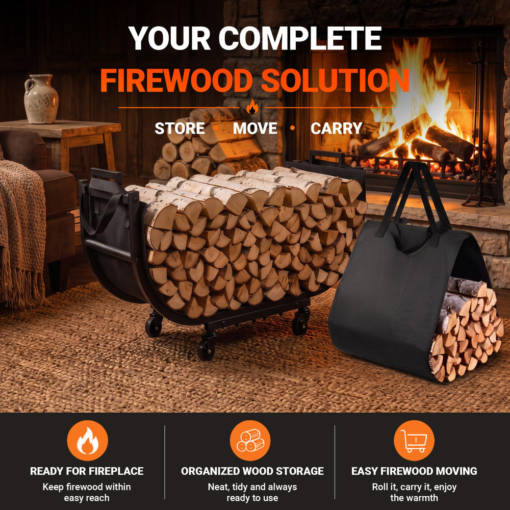 YQBRAO size comparison with stacked logs demonstrating storage capacity
