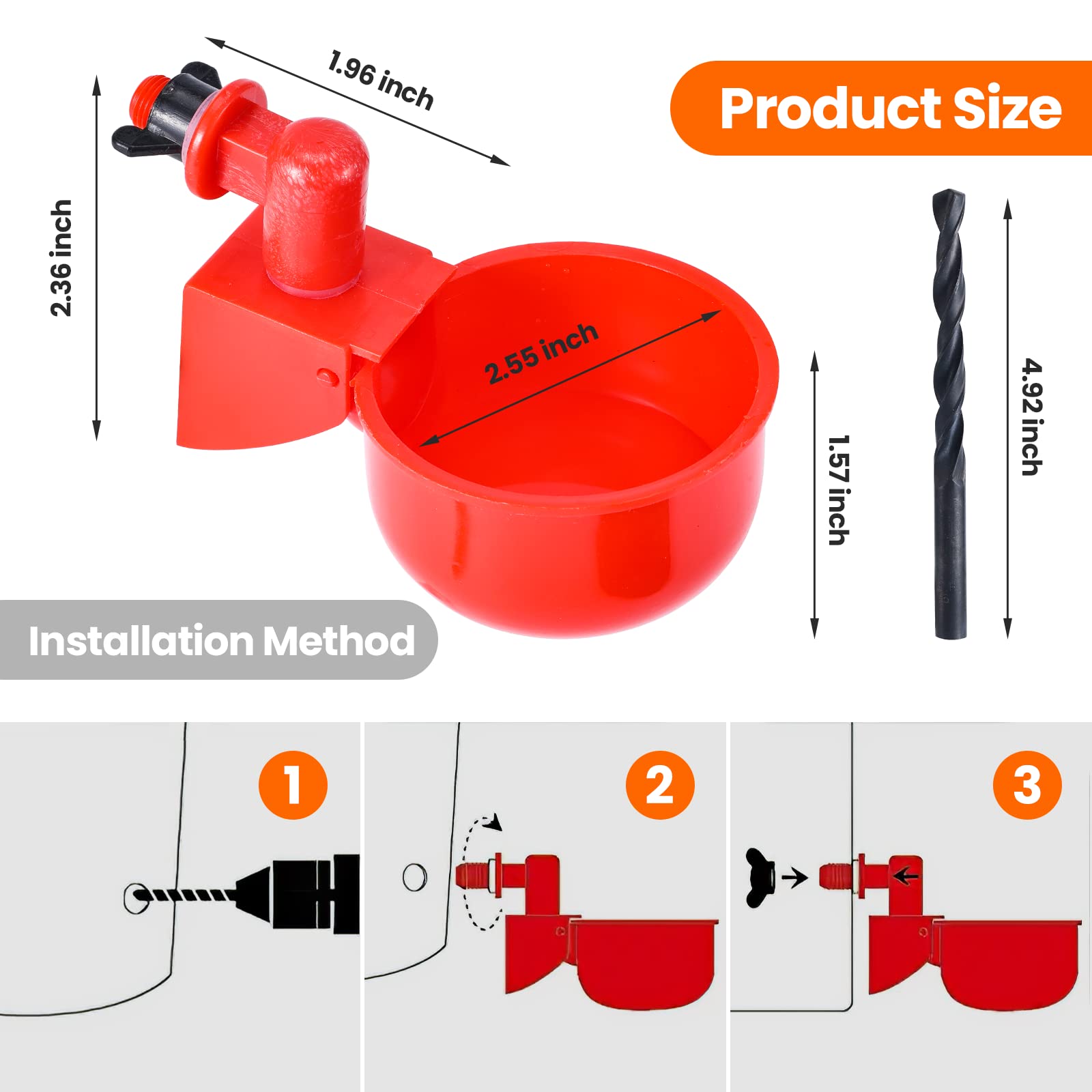 Yrangee cups next to a ruler showing size and scale for planning installations benefit